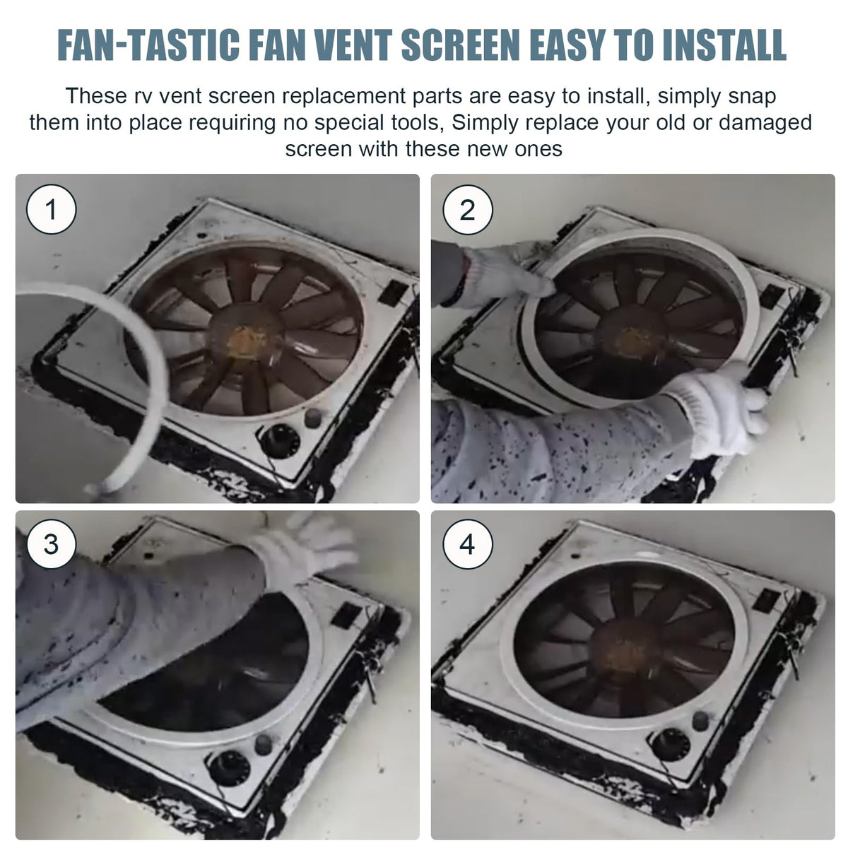 White 2PCS RV Vent Screen Roof Fan Frame Parts E624064