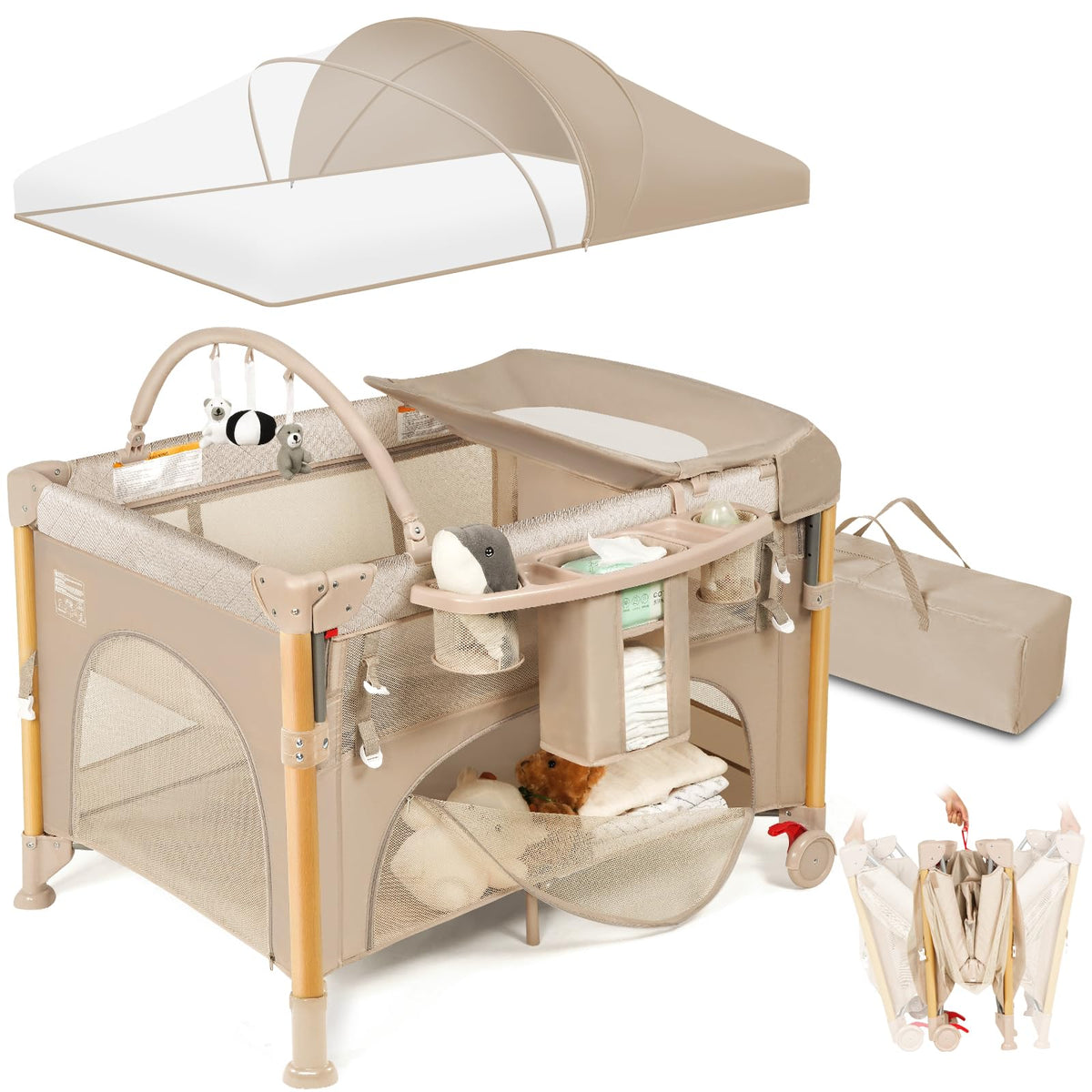 5-in-1 Foldable Baby Bassinet Playpen B9308
