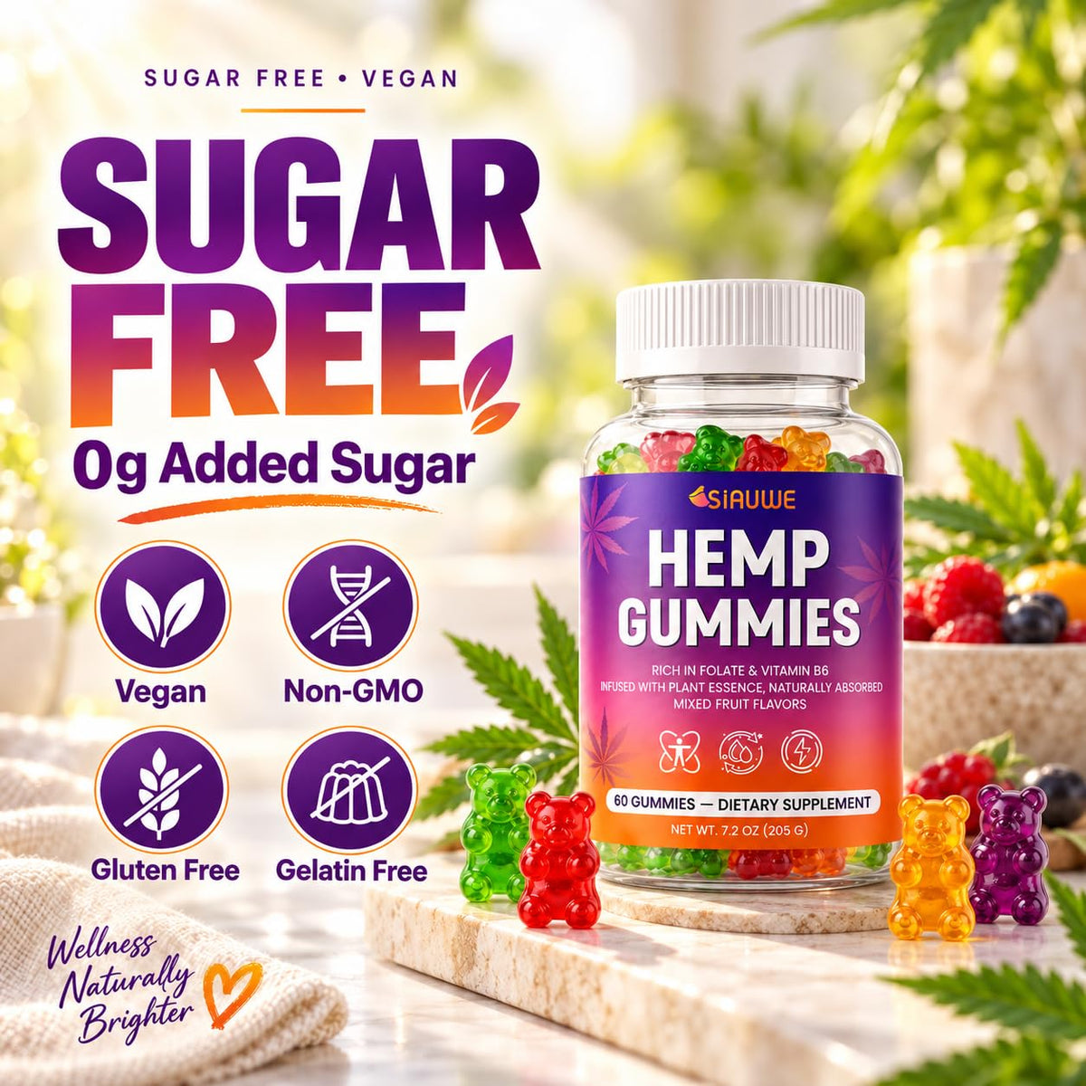 Sugar Free Hemp Gummies 60 Count E126
