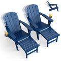 Adjustable Adirondack Chairs with Ottoman Set of 2 Blue U537333