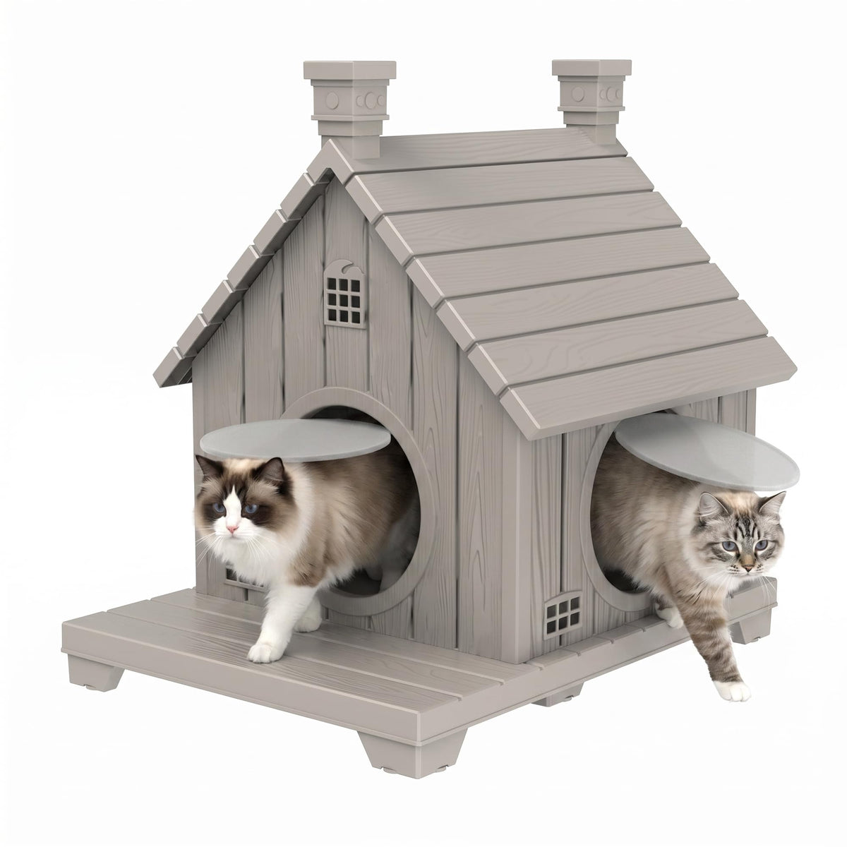 Weatherproof 1-Story Resin Cat House O9584