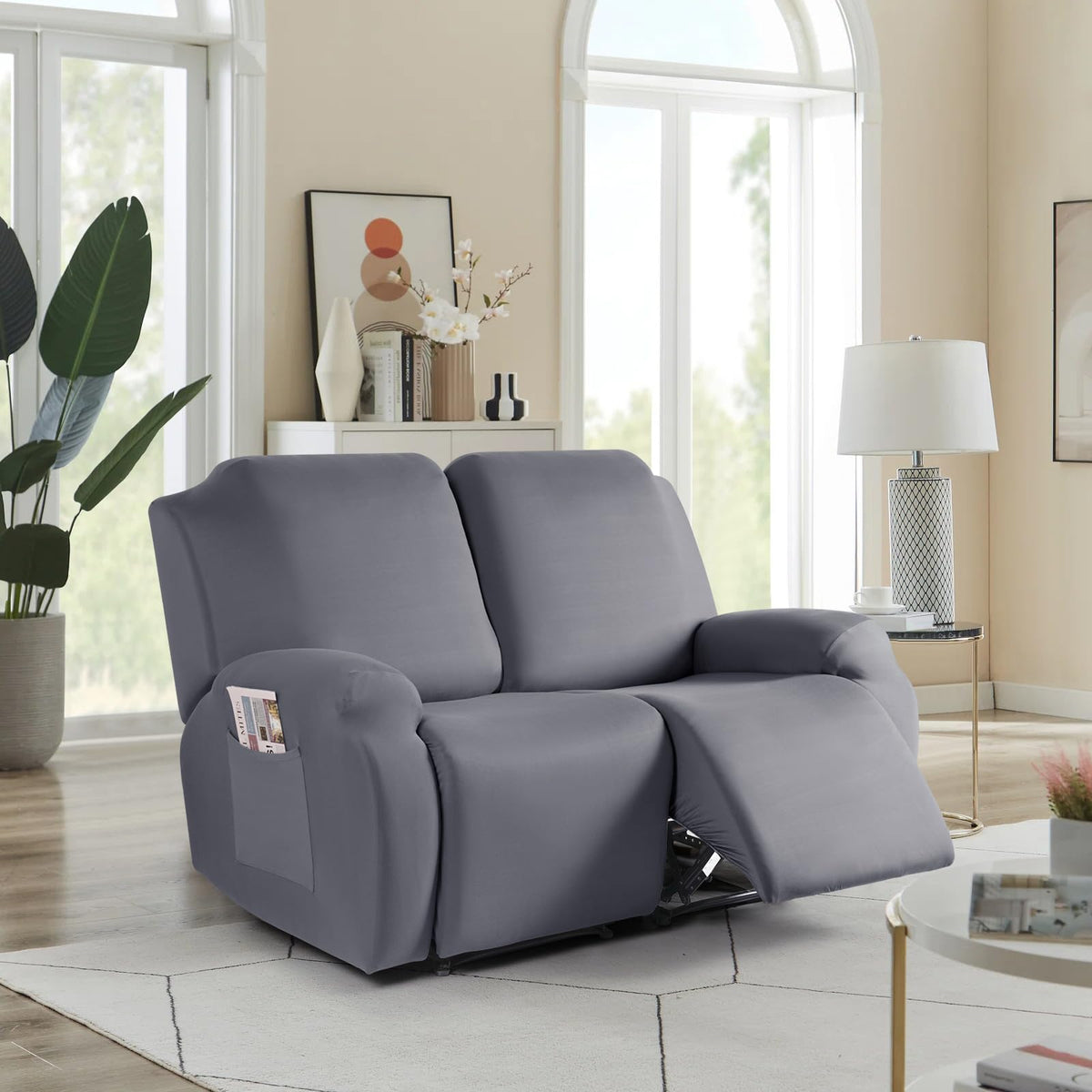 2 Piece Polyester Stretch Recliner Loveseat Slipcover M193256