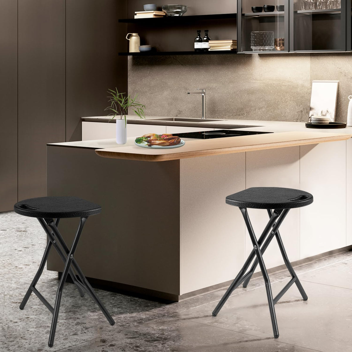 Black Folding Stool with Handle R301355