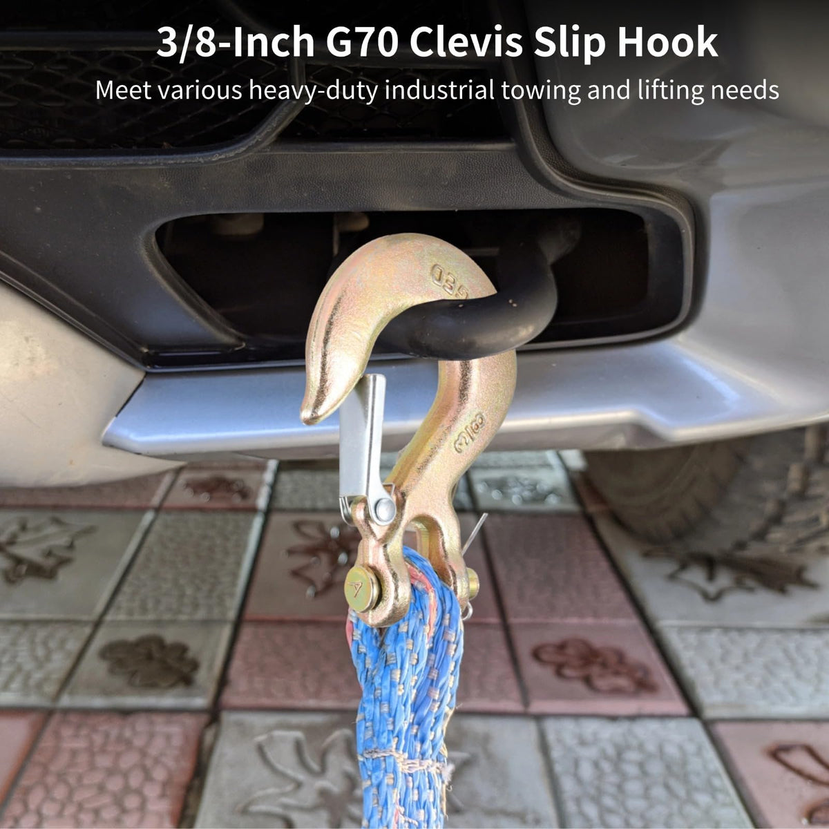 4-Pack 3/8 Forged Clevis Slip Hooks with Safety Latch I3421
