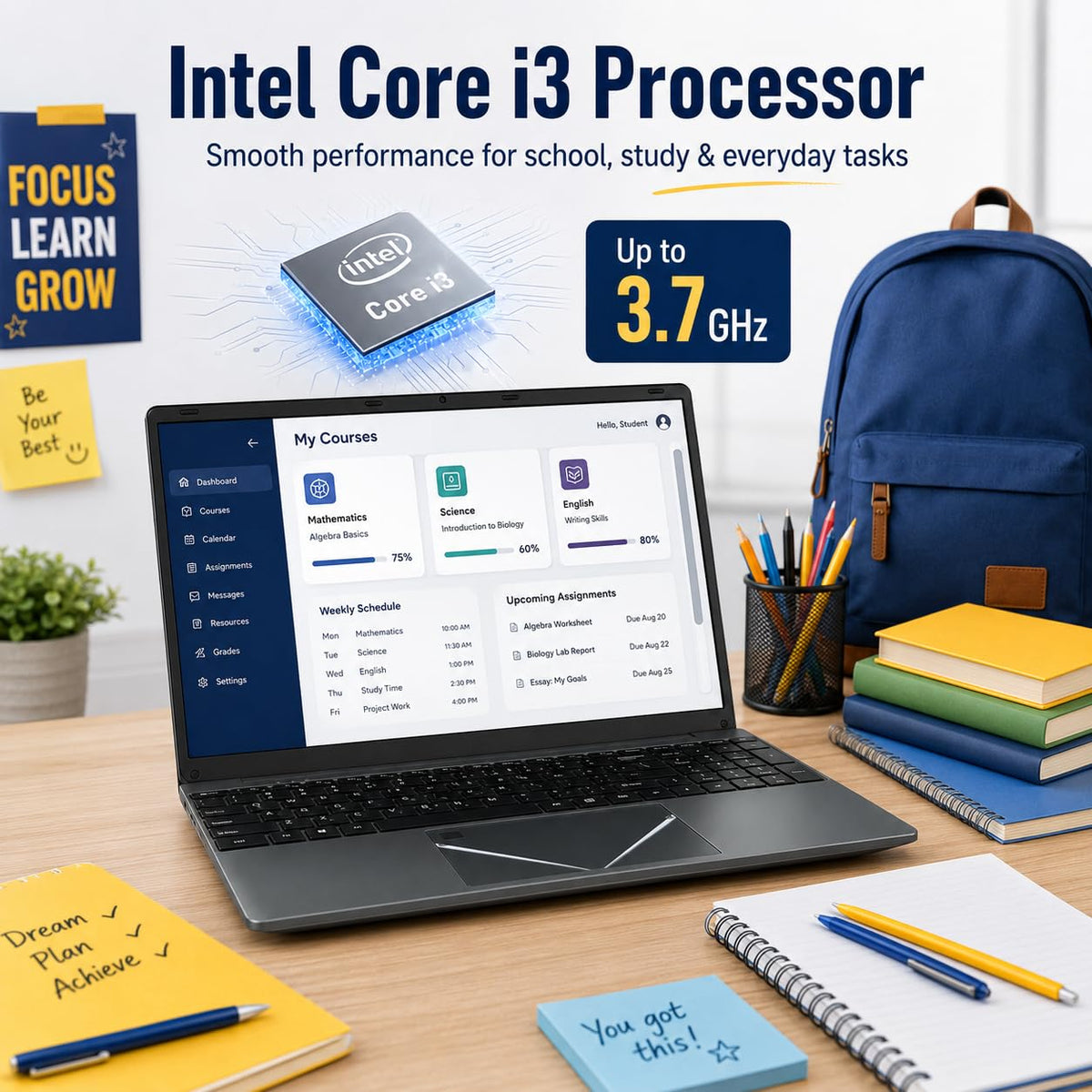 15.6" Core i3 8GB RAM 256GB SSD Laptop Computer N749