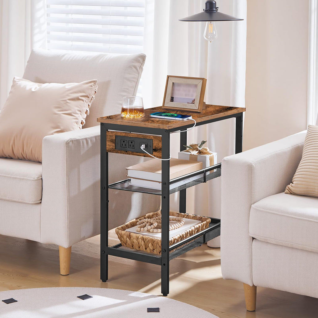 3-Tier Narrow End Table with Charging Station Z330715