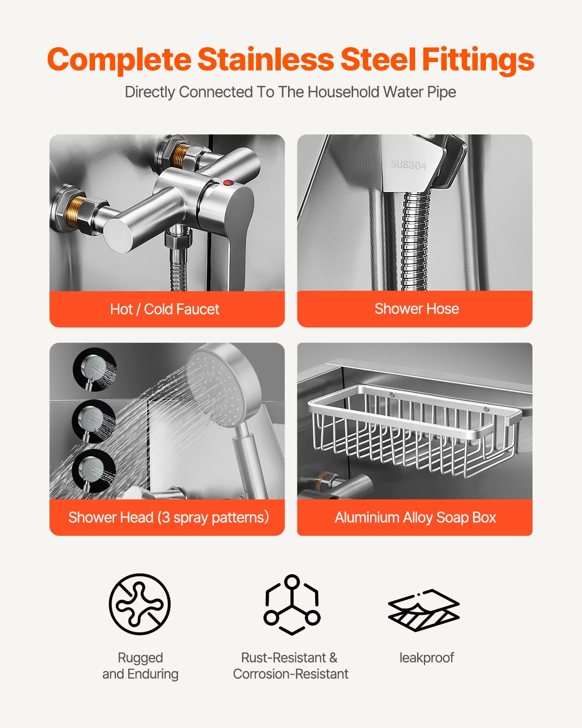 34" Stainless Steel Dog Washing Station with Shower Faucet X537431