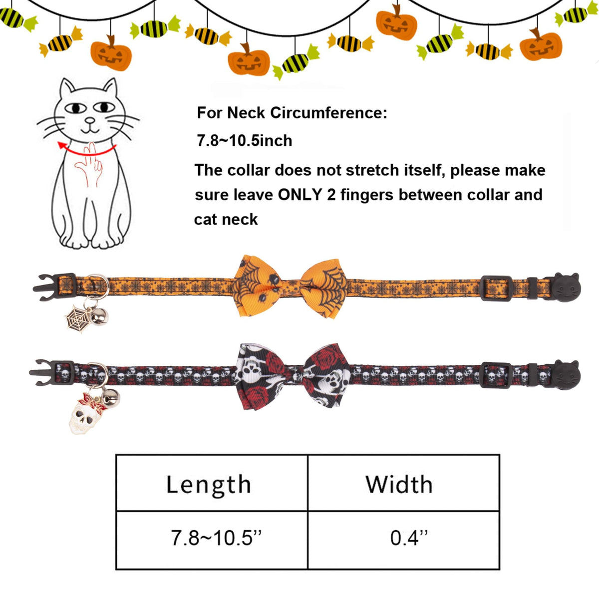 Halloween Cat Collar with Bow Bell P5824