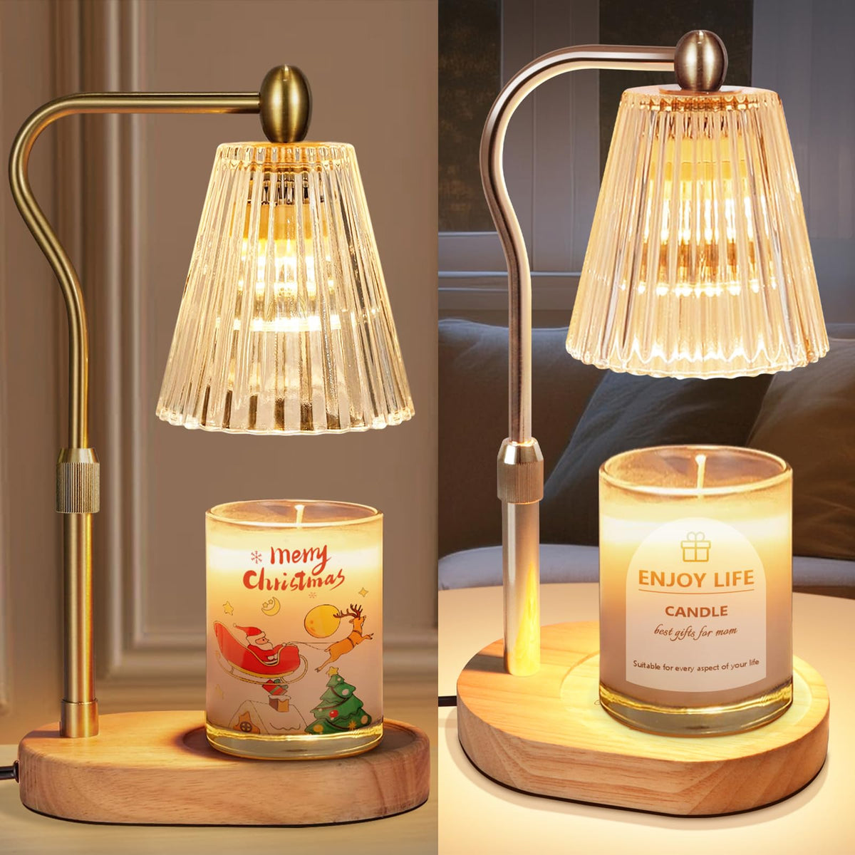 2 Packs Candle Warmer Lamp with Timer Dimmer Adjustable Height W4584