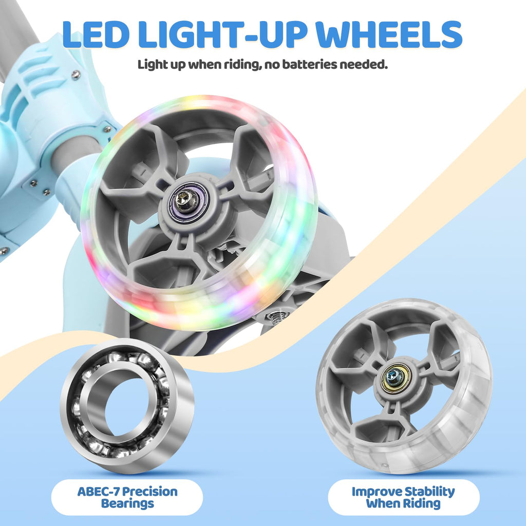2 in 1 Kids Scooter with Seat, LED Light-Up Wheels, 4 Adjustable Heights U62092