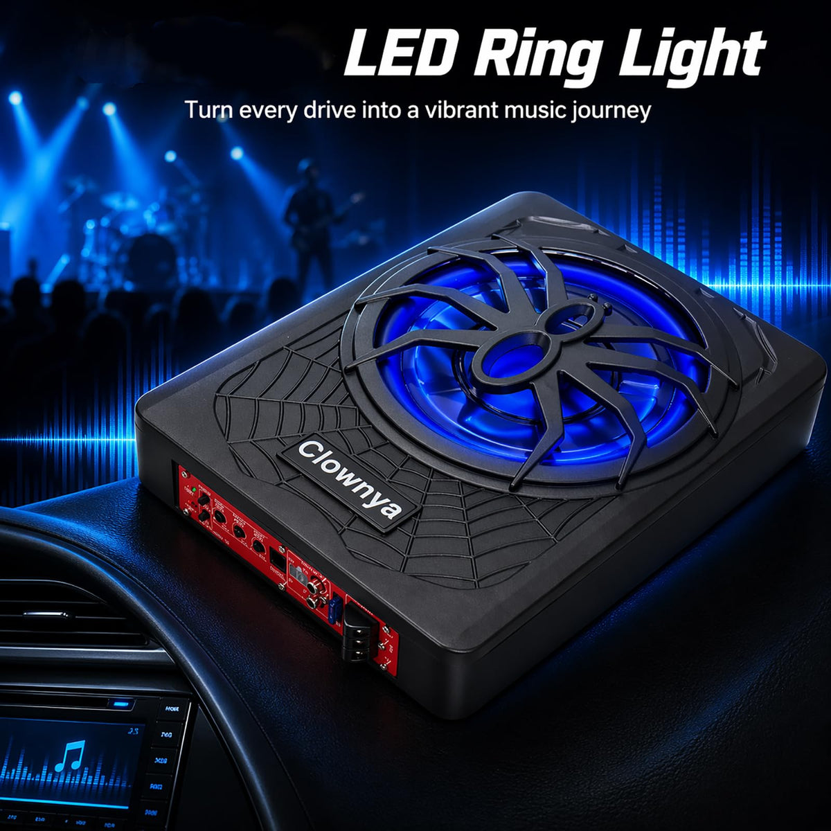 1200W Slim Under-Seat Powered Car Subwoofer with Built-in Amp Z13111
