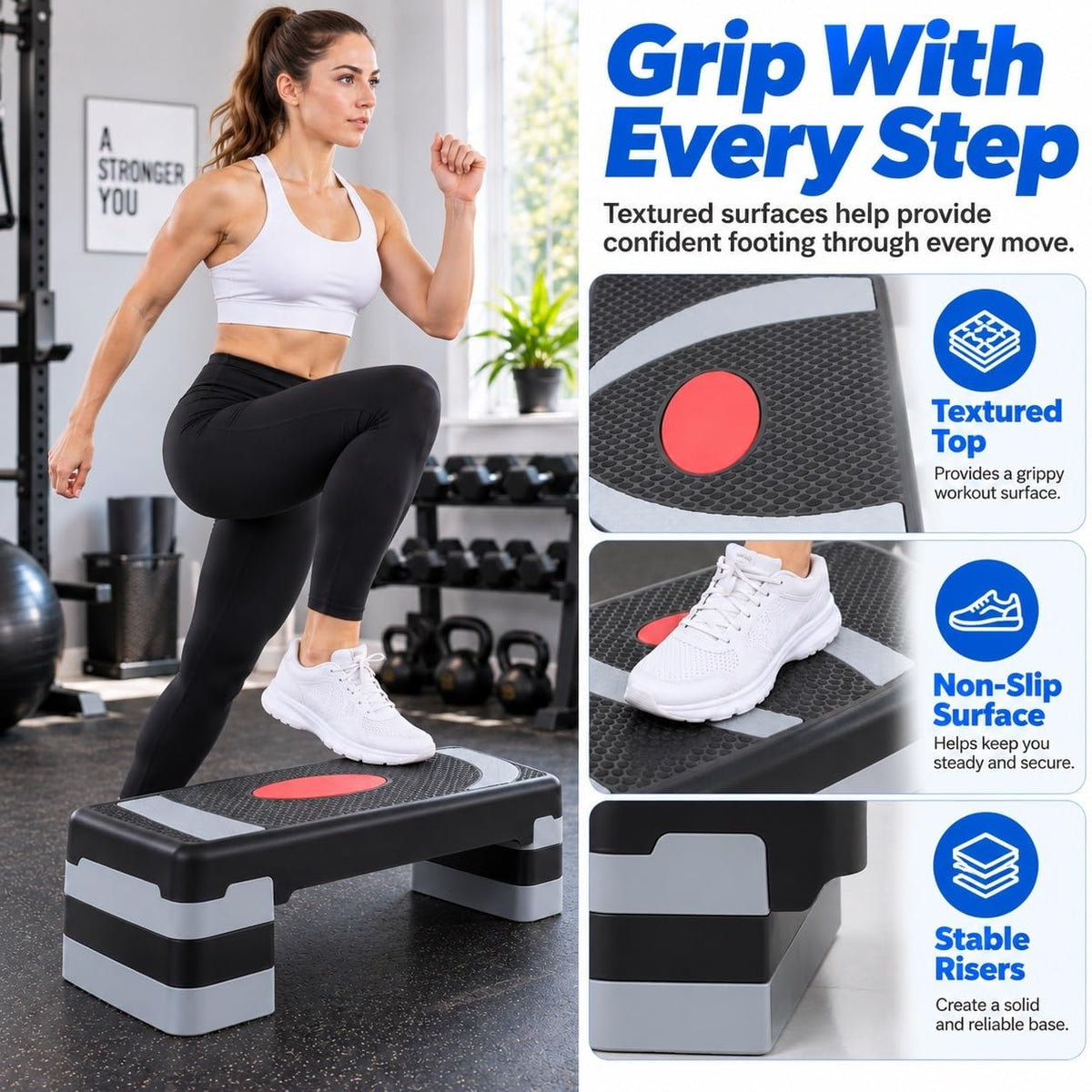 31'' Aerobic Step Platform with 4 Risers Q526