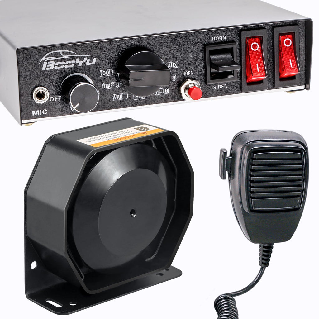 12V 200W 9Tone Slim Speaker Horn Alarm PA System Emergency Siren H56425