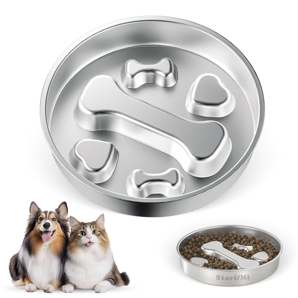 Stainless Steel Non-Slip Slow Feeder Dog Bowl C349978