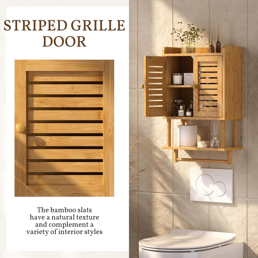 Bamboo Over The Toilet Storage Cabinet with Towel Bar S48496