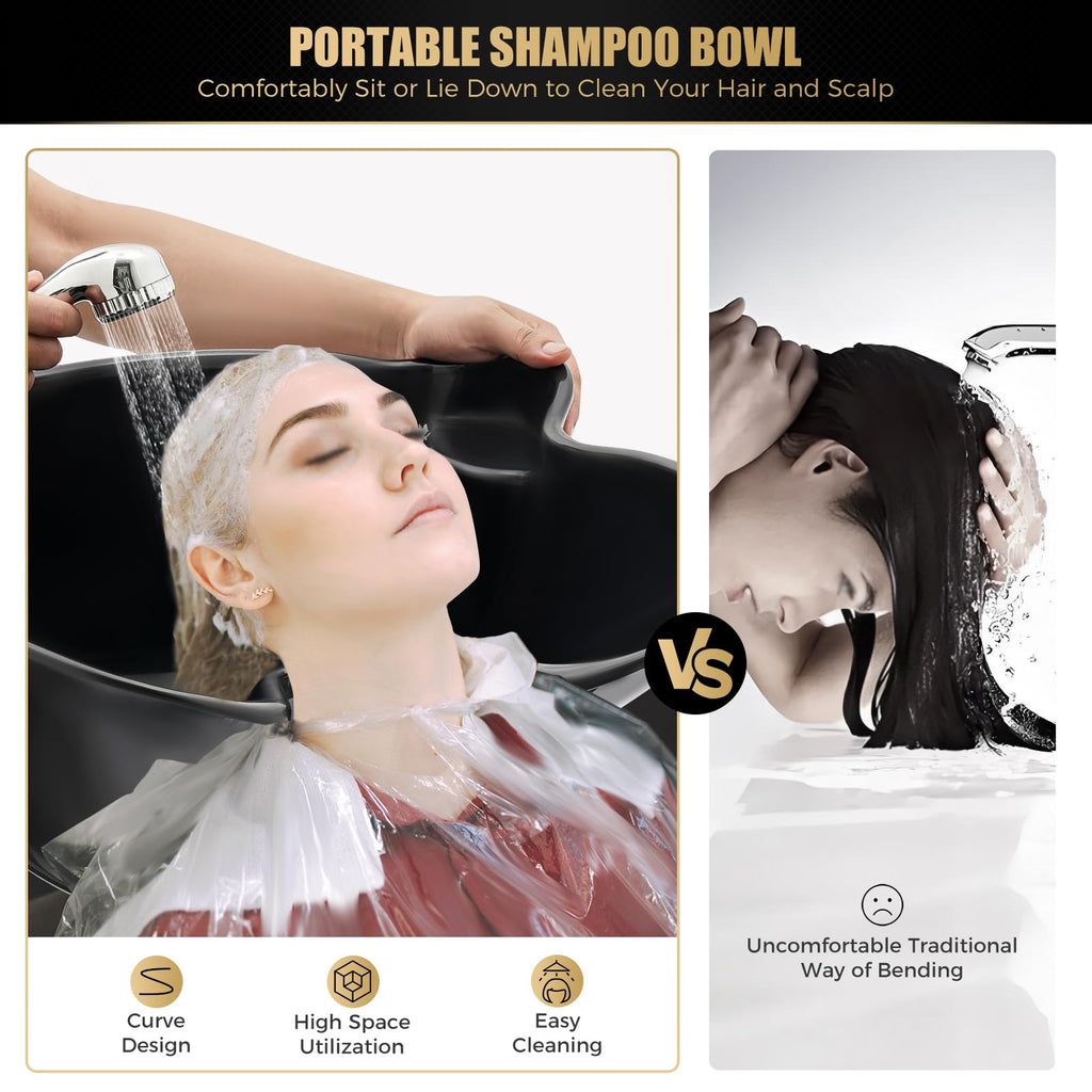 Portable Standing Shampoo Bowl with Drain Hose W8100
