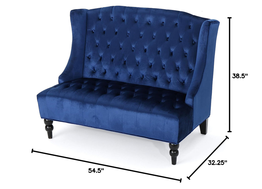 Navy Blue Tufted Velvet Wingback Loveseat X251448