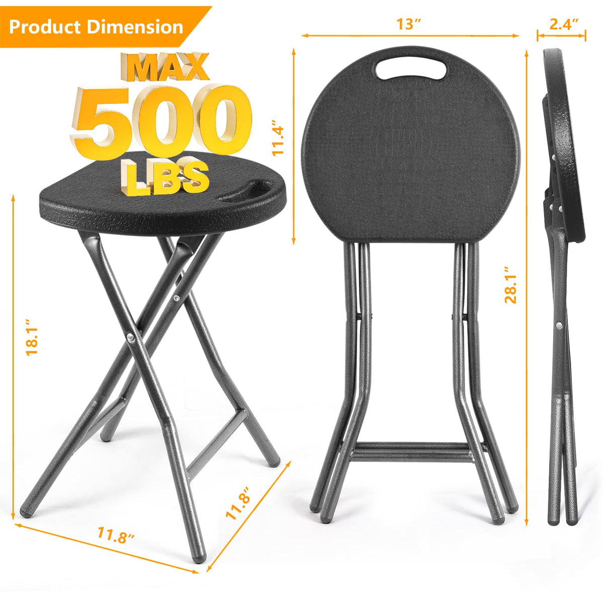 Black Folding Stool with Handle R301355