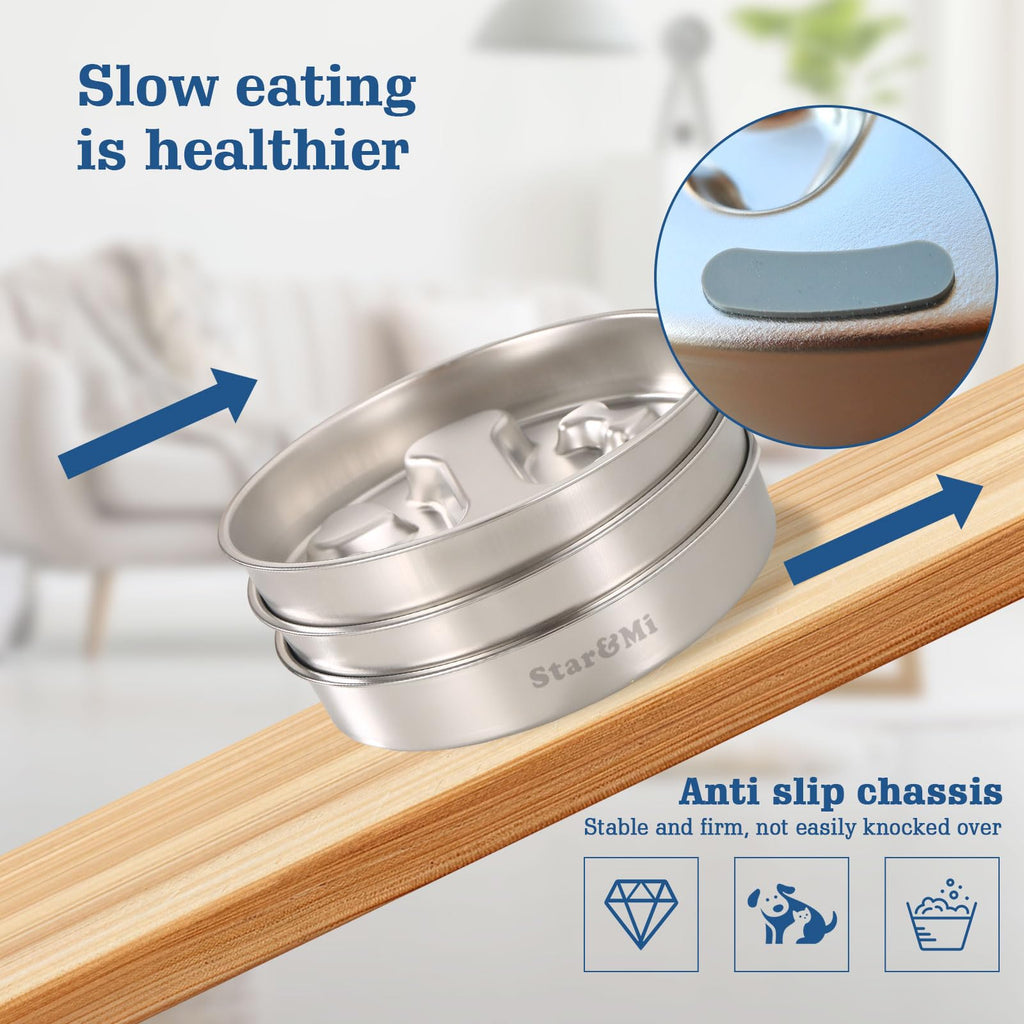 Stainless Steel Non-Slip Slow Feeder Dog Bowl C349978