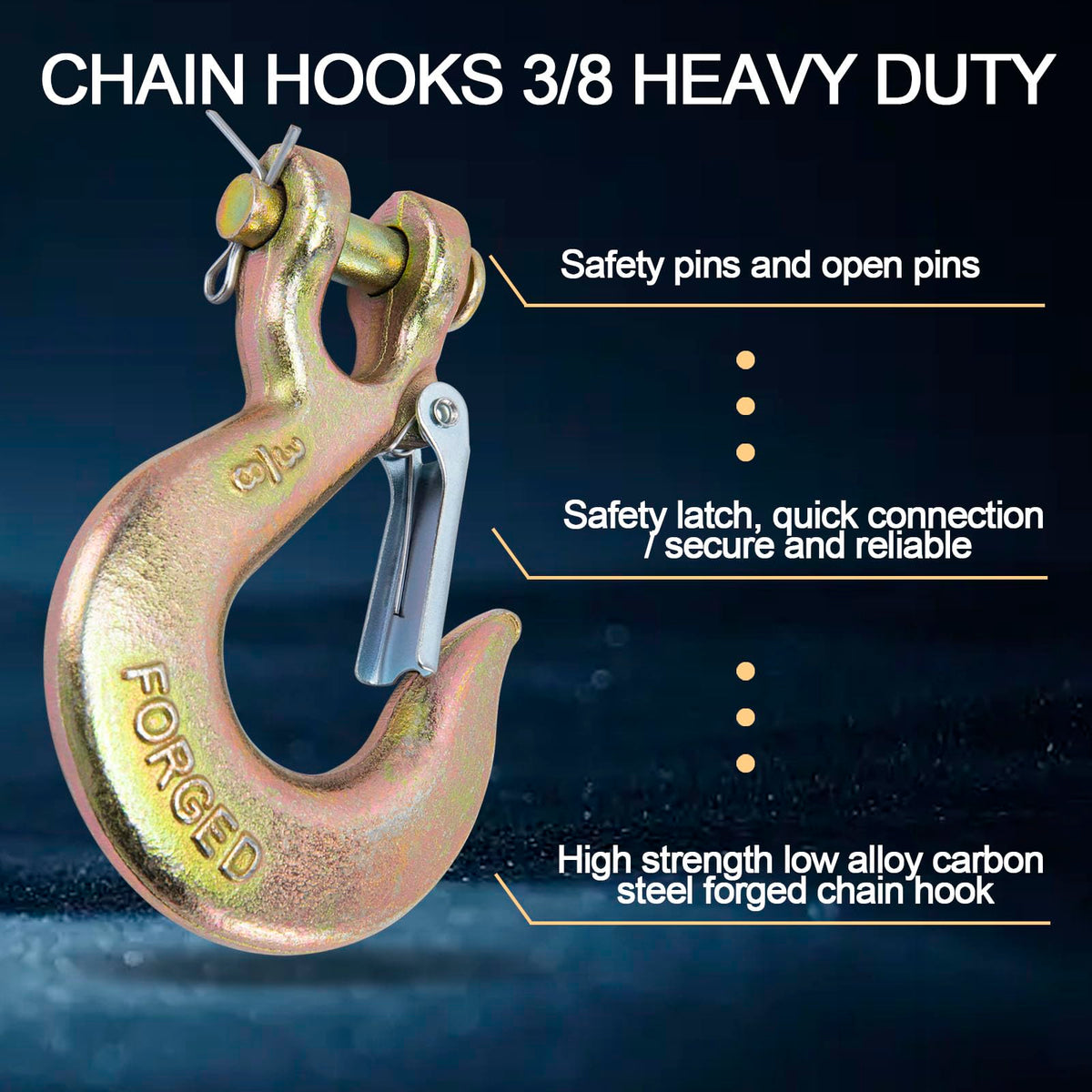3/8 Chain Hooks with Safety Latch, 10 Pack U906