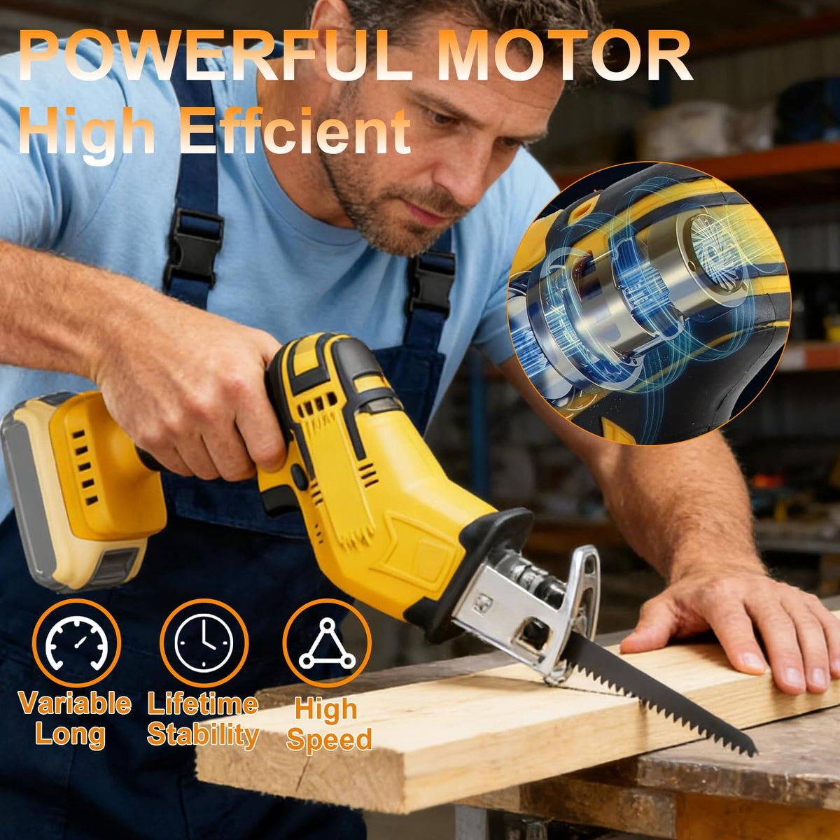 Cordless Reciprocating Saw 0-3500 SPM Variable Speed with 4 Blades Q73399