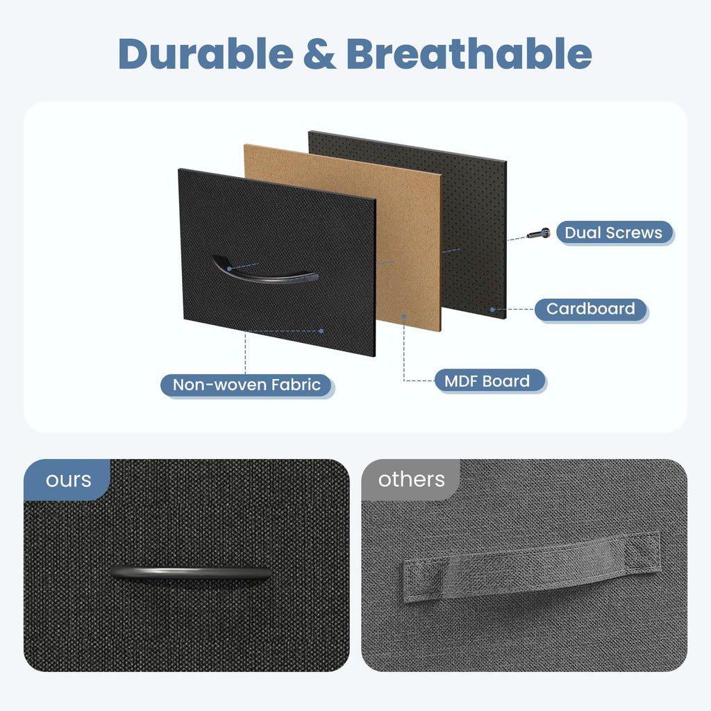 Black 8 Fabric Drawer Dresser with Wood Top I93717
