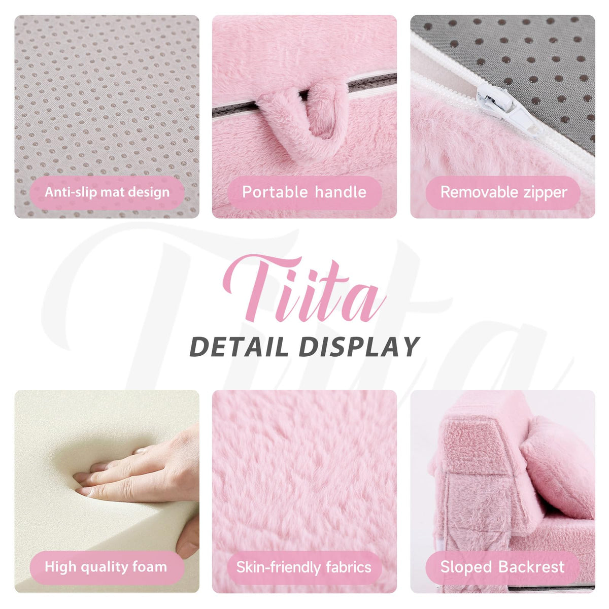 Pink Plush Convertible Folding Kids Sofa Bed with Pillow & Storage Bag W4320