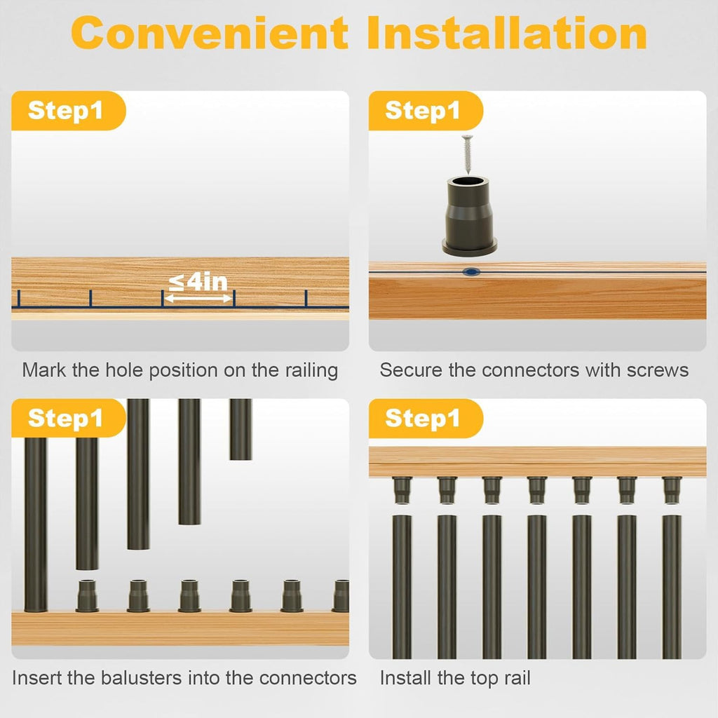 100 Pack 26" Black Aluminum Deck Balusters T94293