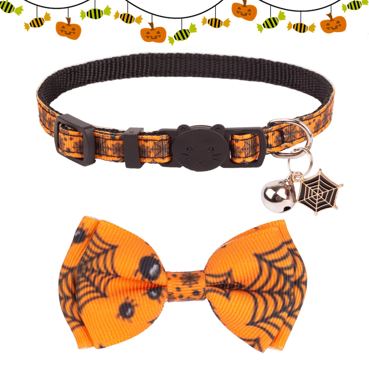 Halloween Cat Collar with Bow Bell P5824