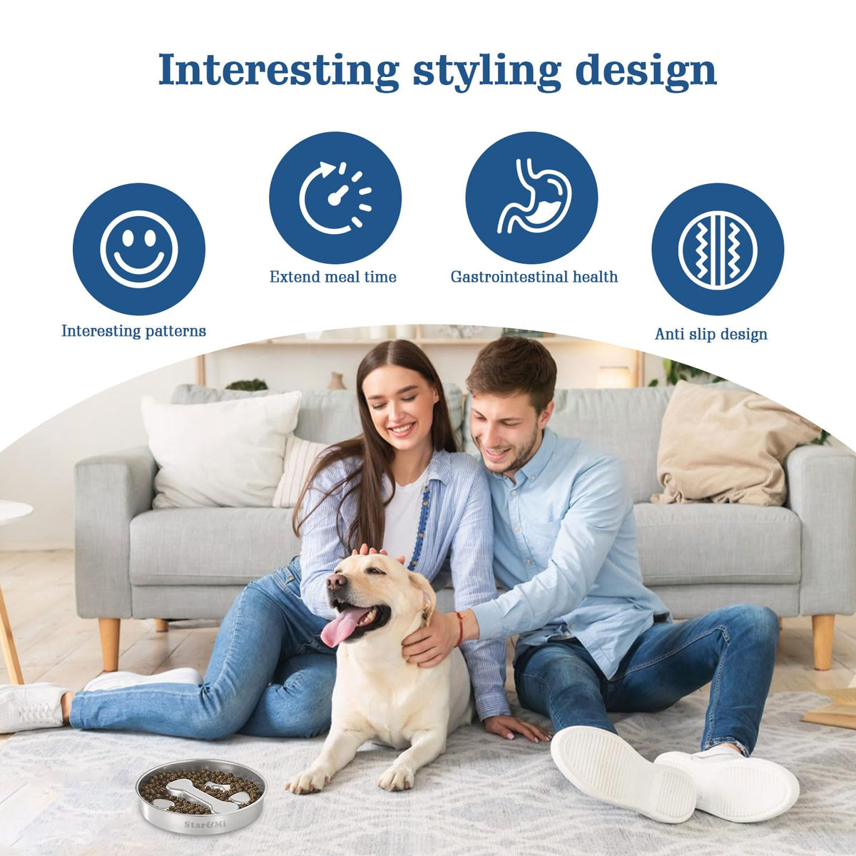Stainless Steel Non-Slip Slow Feeder Dog Bowl C349978