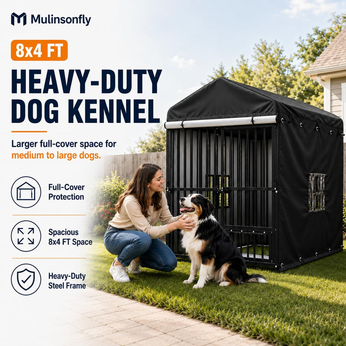 Heavy Duty Outdoor Dog Kennel with Cover S95940