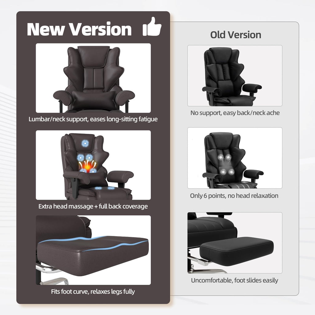 Brown Heated Massage Office Chair with Footrest E886