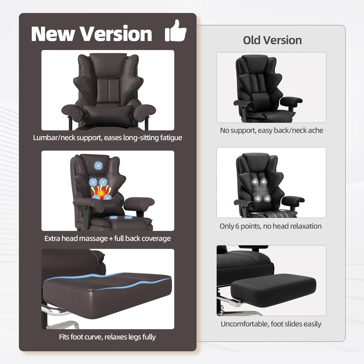Brown Heated Massage Office Chair with Footrest E886
