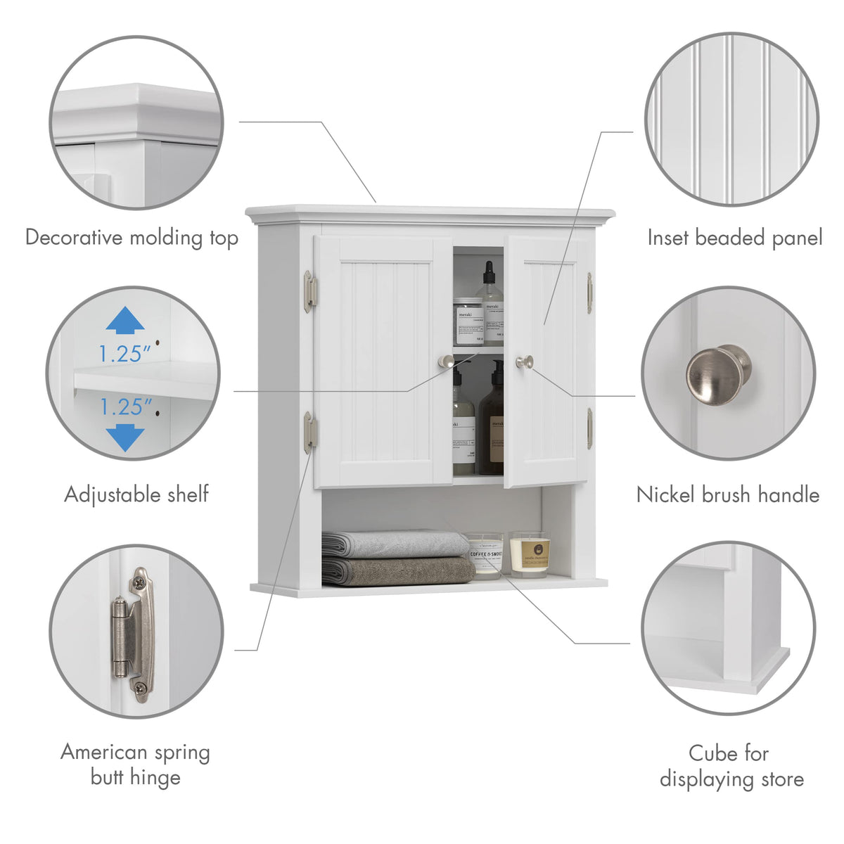 White Wall-Mounted Bathroom Cabinet T47608