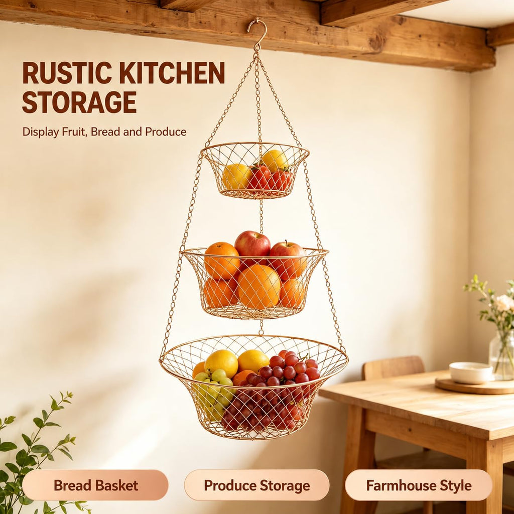 3-Tier Copper Hanging Basket U61822