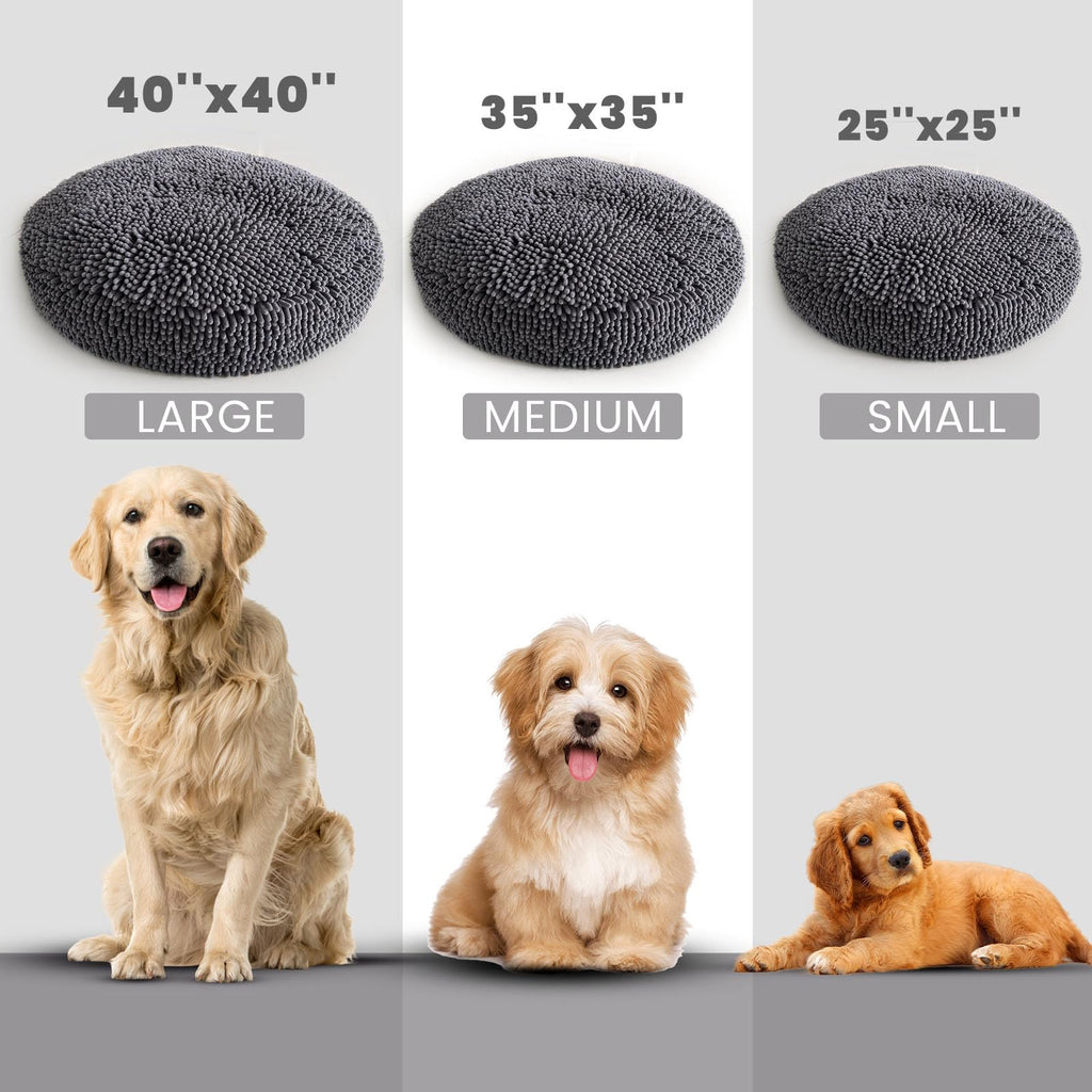 Soft Round Chenille Dog Bed with Removable Washable Cover Grey Medium F8903