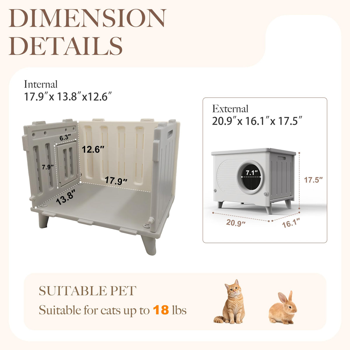 Weatherproof Outdoor Cat House with Escape Door K570