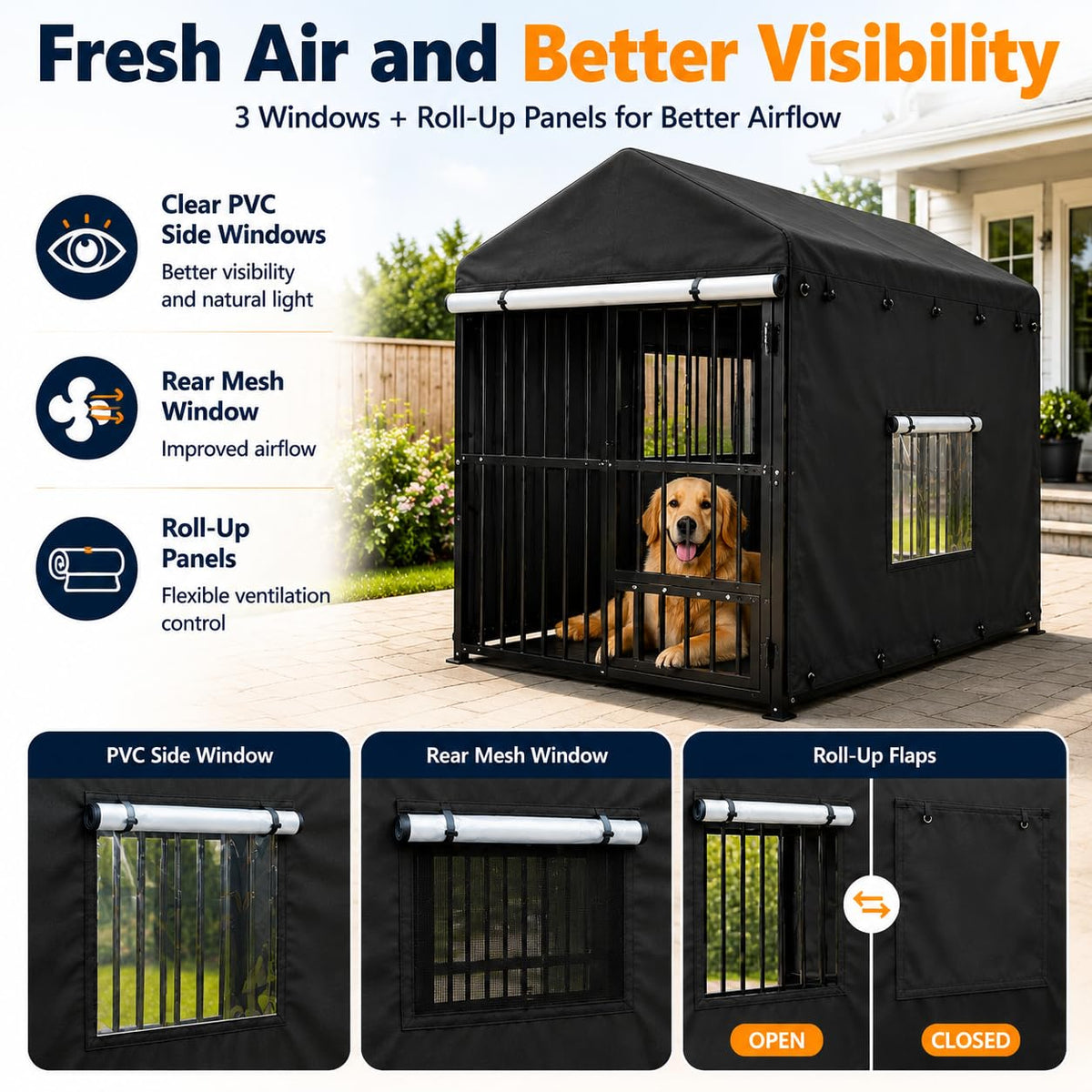 Heavy Duty Outdoor Dog Kennel with Cover S95940