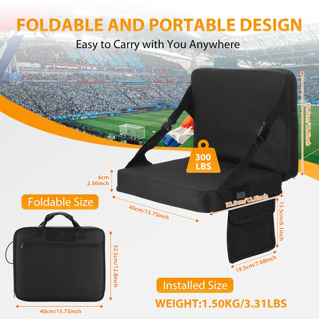 Heated Stadium Seat Cushion with Back 2 Pack M9305