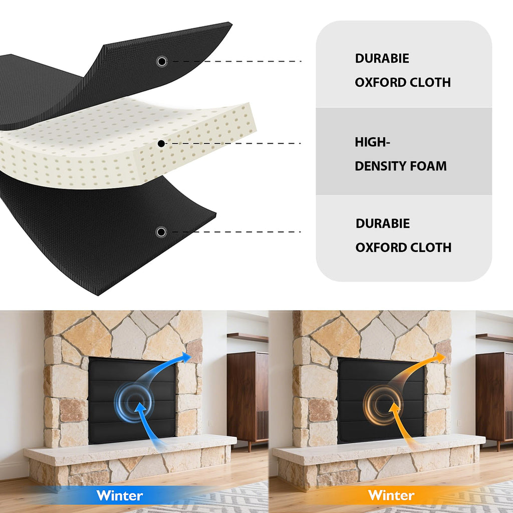 Black Magnetic Fireplace Cover S4883