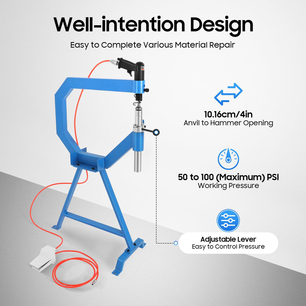 Pneumatic Planishing Hammer with Cast-Iron Stand & Pedal R491