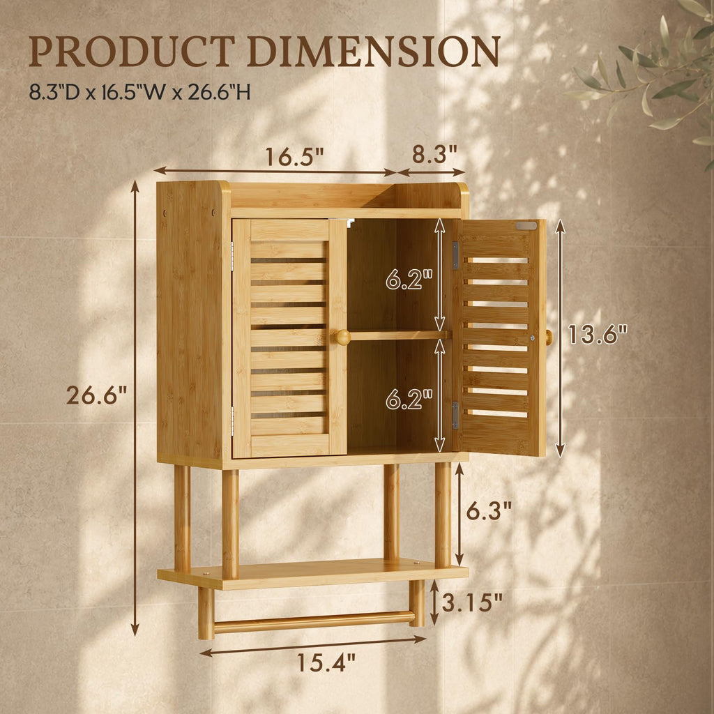 Bamboo Over The Toilet Storage Cabinet with Towel Bar S48496
