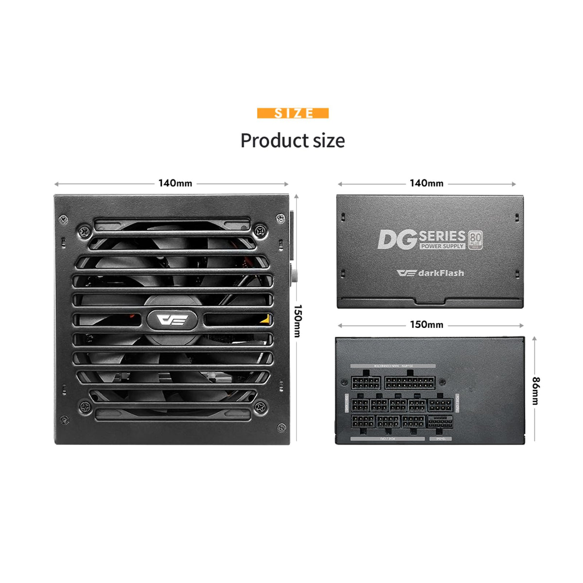750W 80 Plus Gold ATX 3.1 PCIe 5.1 PC Power Supply, Black O667268