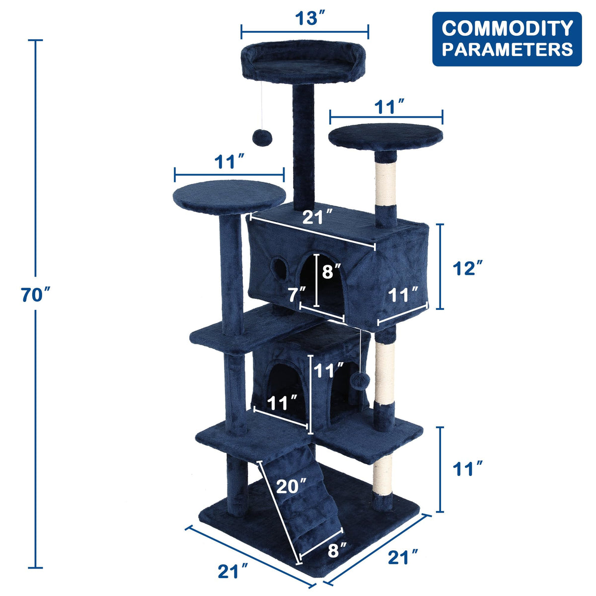 Tall Indoor Cat Condo Tower with Scratching Post E797