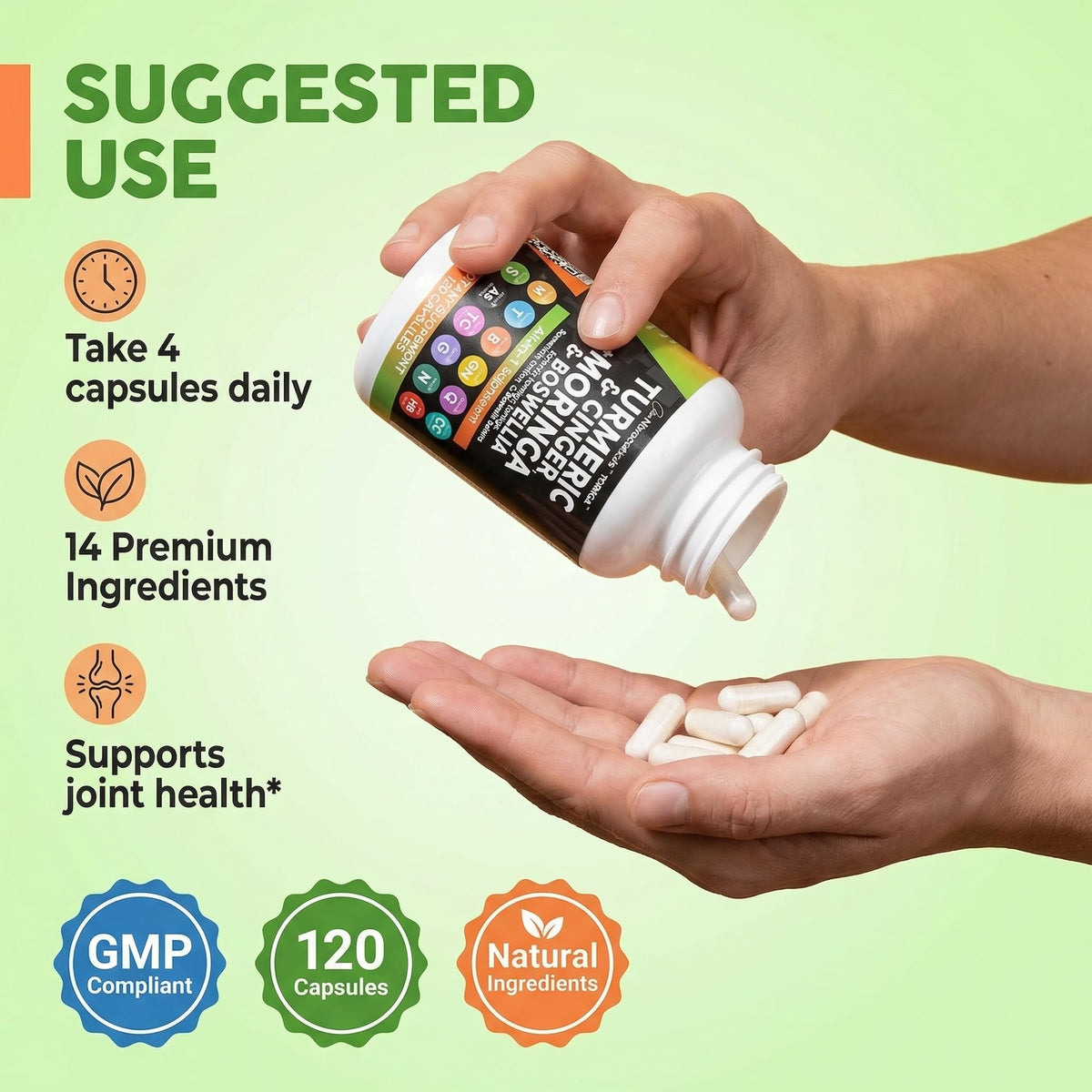 Turmeric Moringa Ginger Boswellia Saffron Supplement O7452