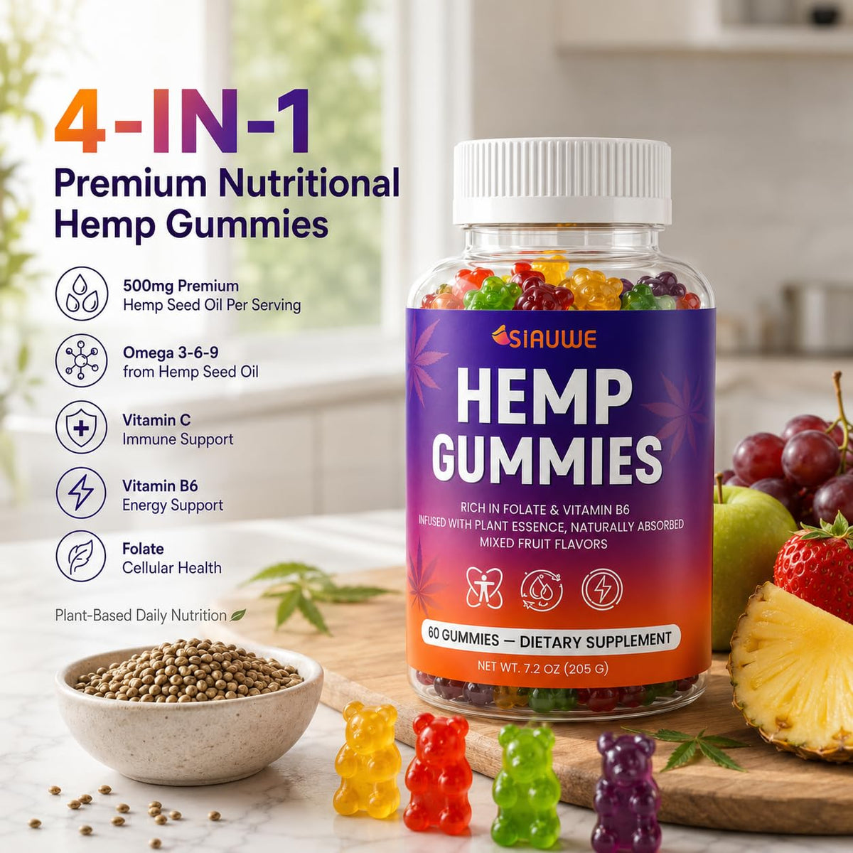 Sugar Free Hemp Gummies 60 Count E126