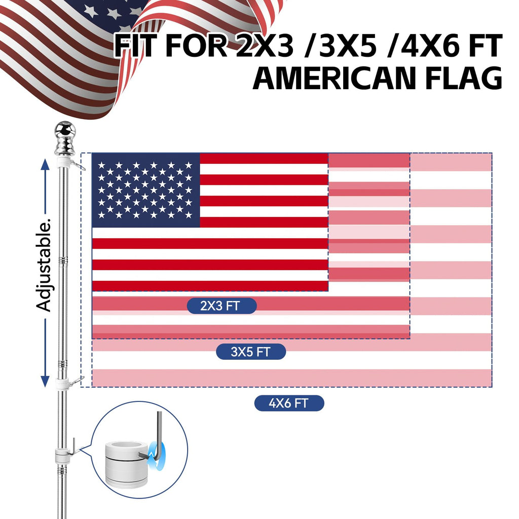 5 FT Flag Pole Kit with 3x5ft American Flag Stainless Steel A542992