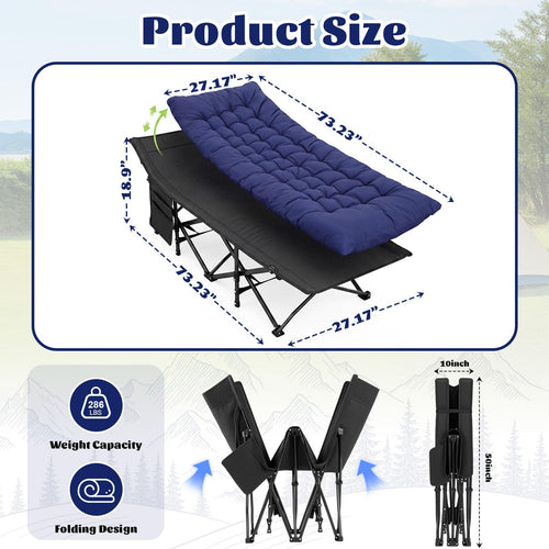 2 Pack Folding Camping Cot with Mattress D983