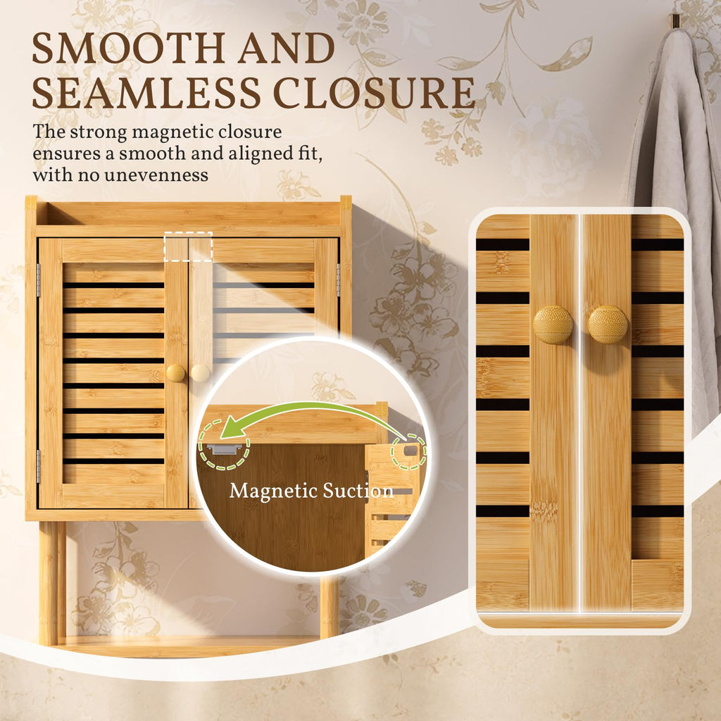 Bamboo Over The Toilet Storage Cabinet with Towel Bar S48496