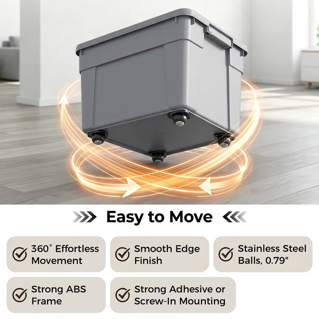 Black 4pcs Self Adhesive Caster Wheels N207